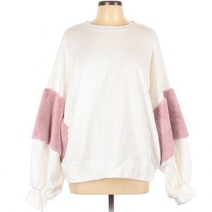 Zara Oversized Balloon Sleeve Pink Fur Sweater
